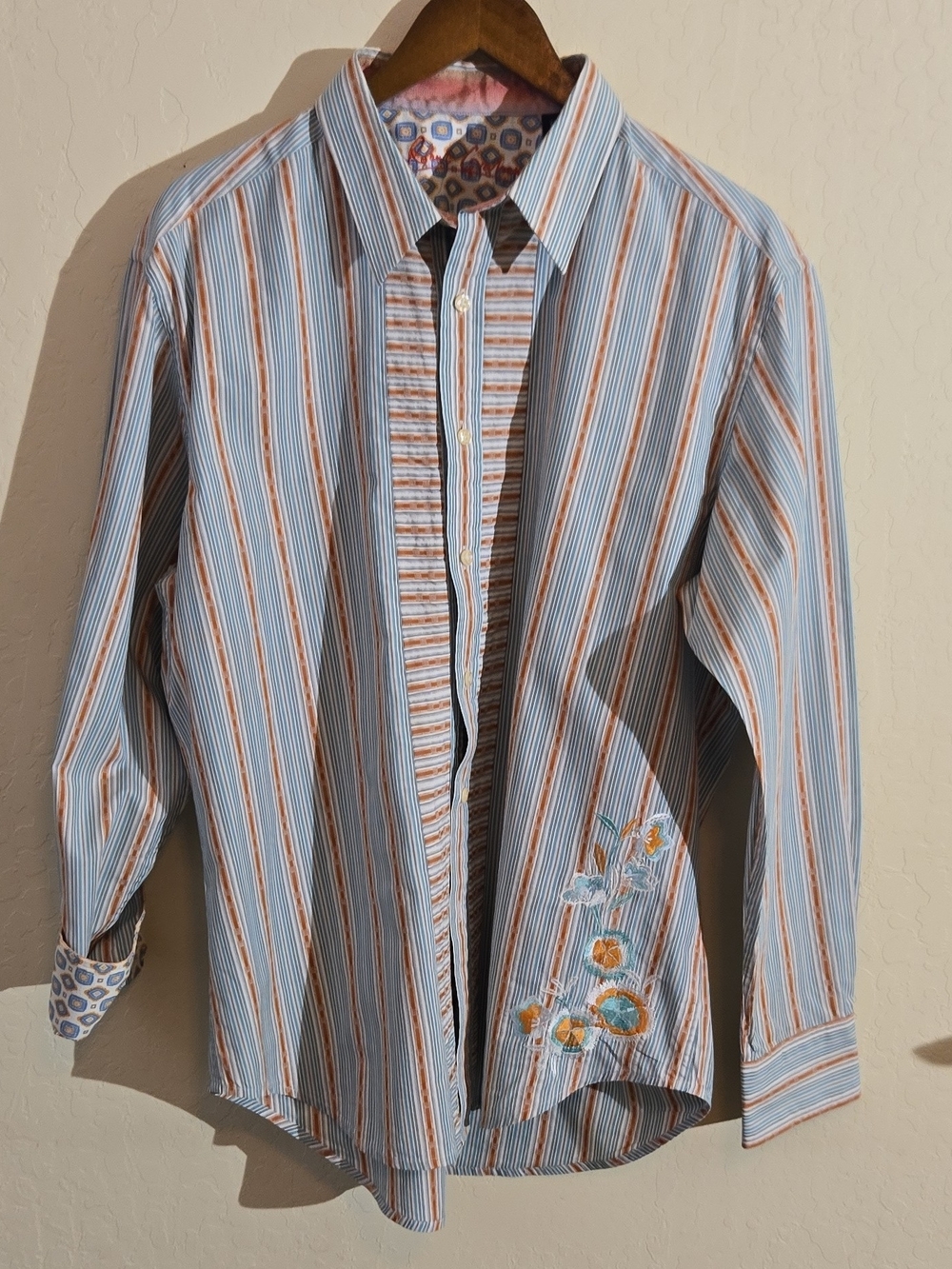 Robert Graham Striped Button-Down Shirt in Blue and Orange
